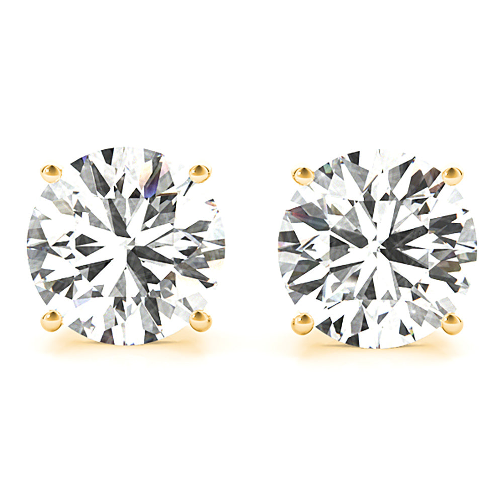 Four Prong Diamond Stud Earrings With Push Backing-VIRABYANI
